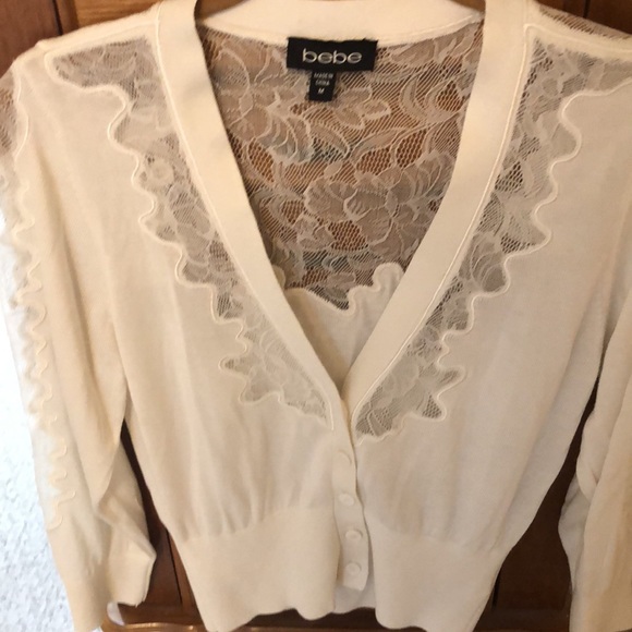 Bebe light cardigan with lace inserts - Picture 2 of 6